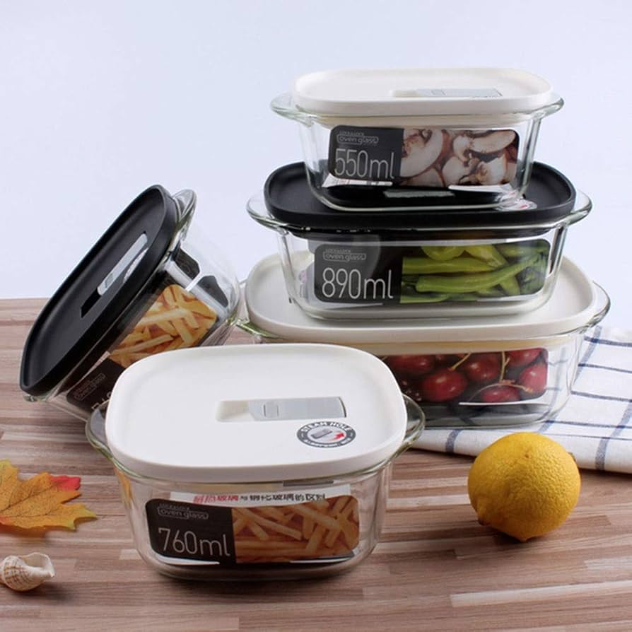 Amazon | KIYYI 蒸気穴付きランチボックス耐熱ガラスクリスパー